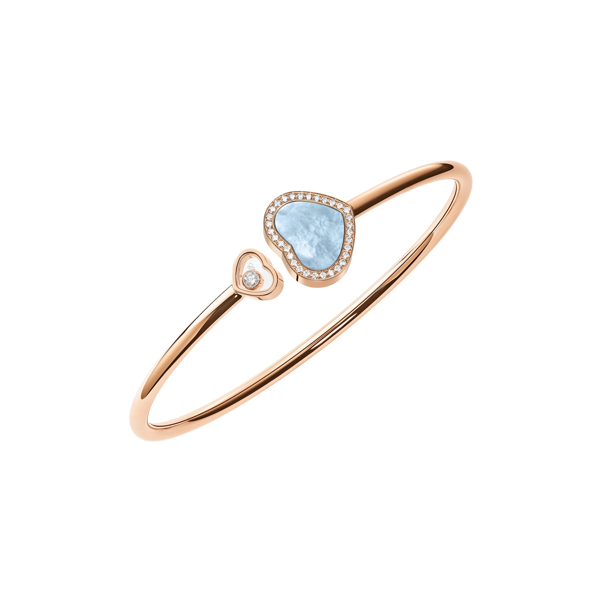 Chopard Happy Hearts 18ct Rose Gold 0.19ct Diamond Blue Mother Of Pearl Bangle - S