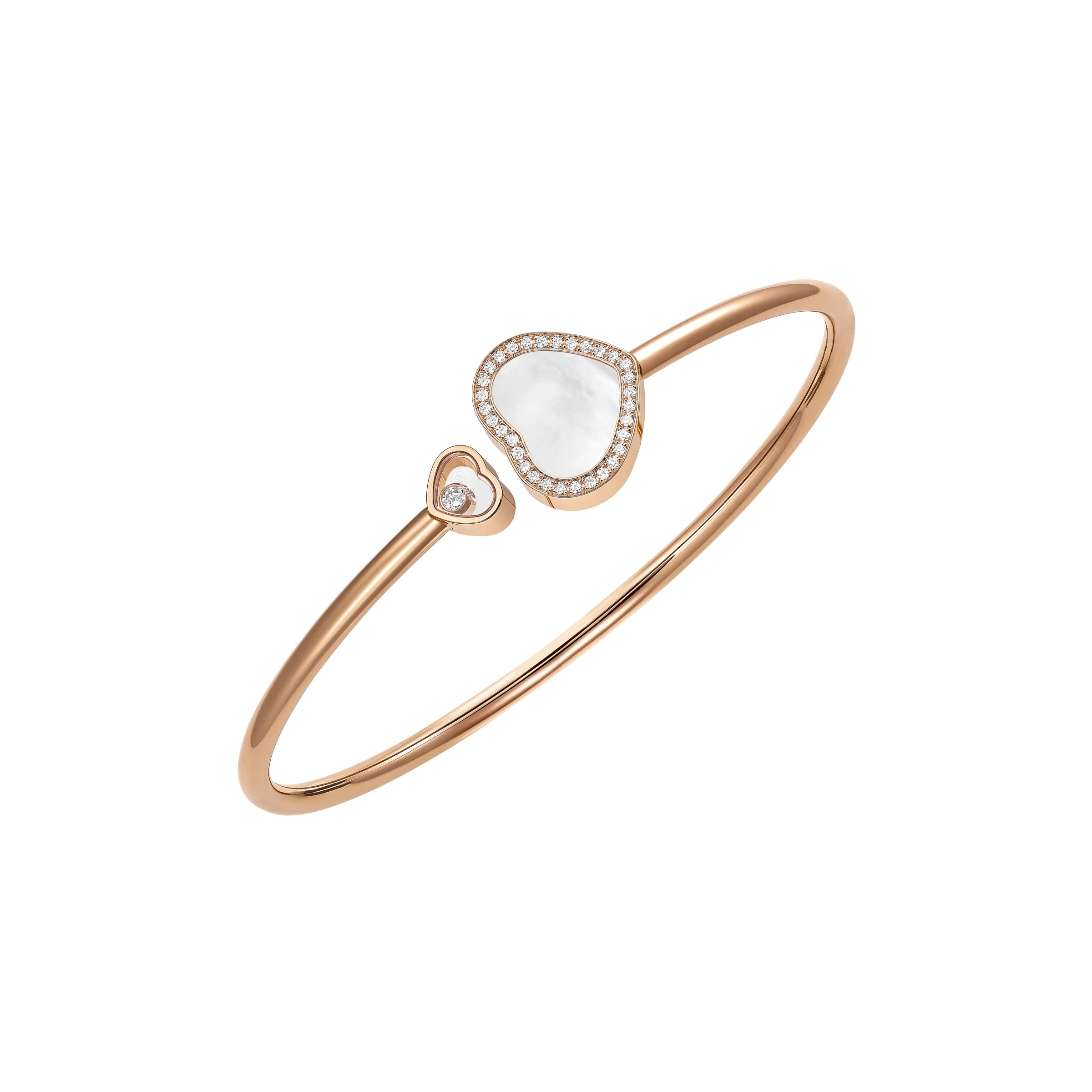 Chopard Happy Hearts 18ct Rose Gold 0.19ct Diamond Mother Of Pearl Bangle - L