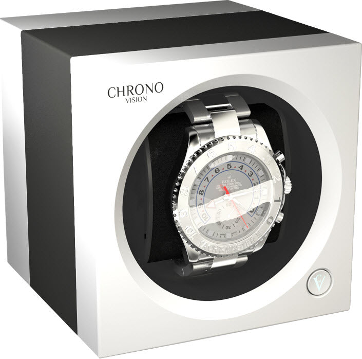 Chronovision One Watch Winder Bluetooth Titanium Anodized White Silk