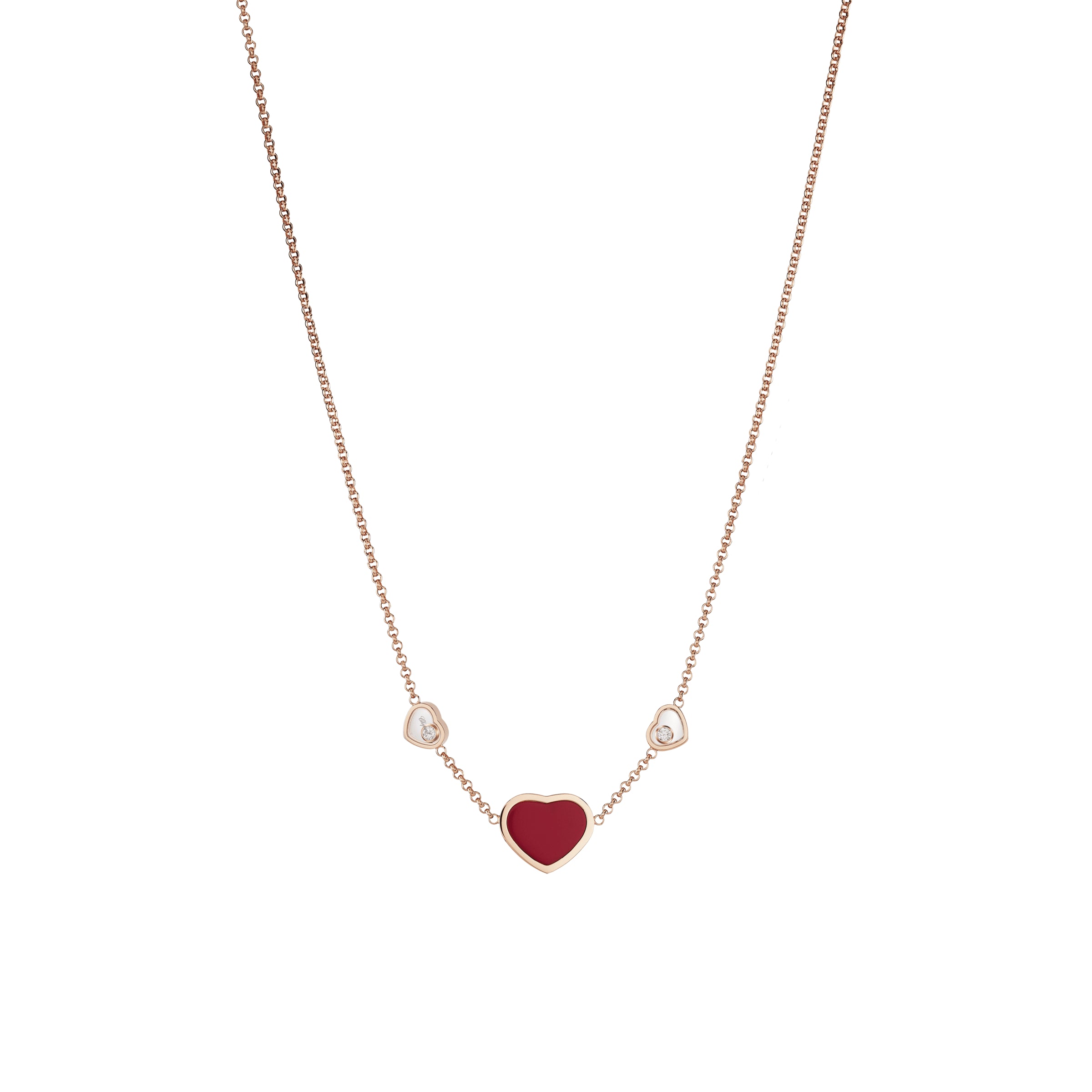 Chopard Happy Hearts 18ct Rose Gold Red Stone Necklace