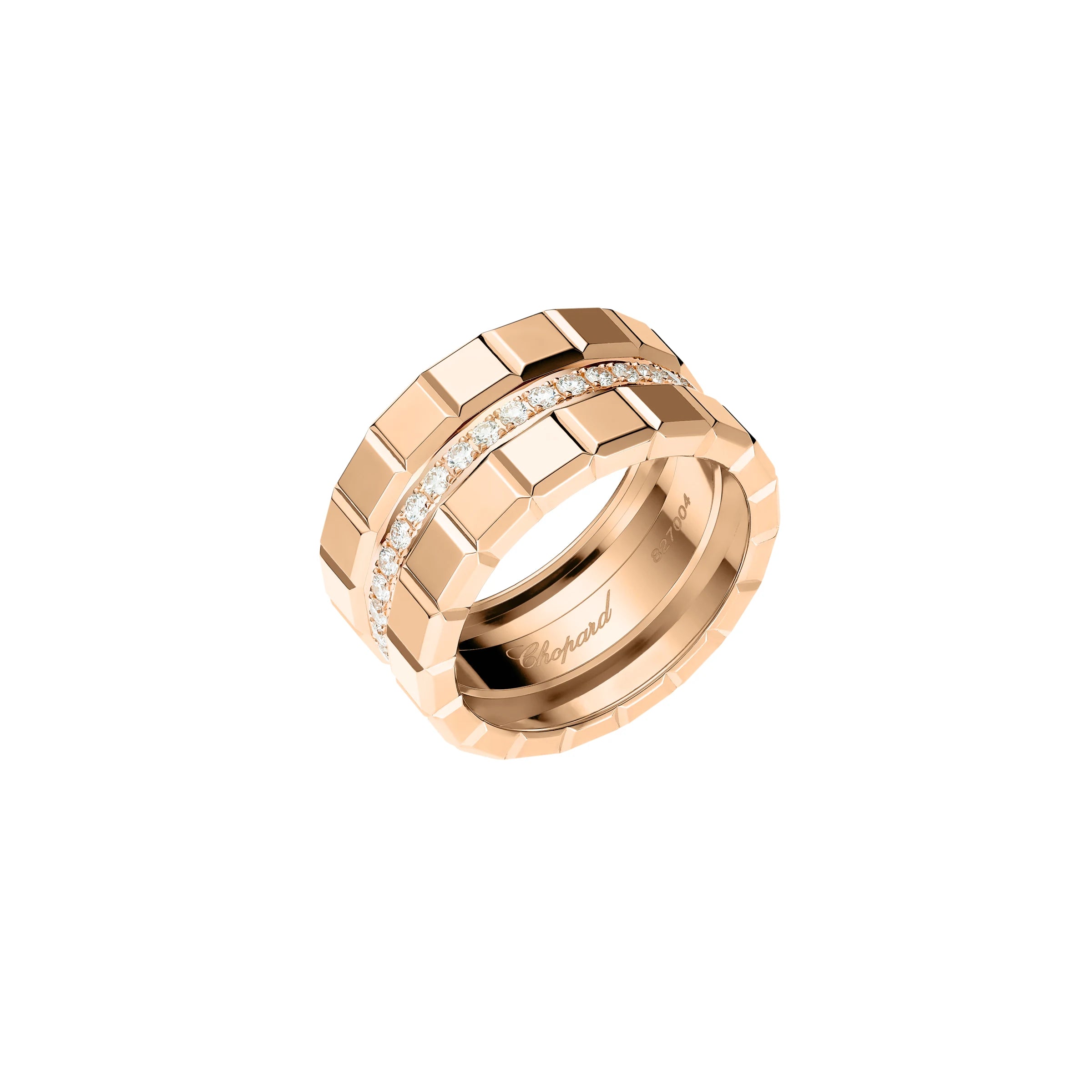 Chopard Ice Cube 18ct Rose Gold Diamond Double Wide Ring - 51