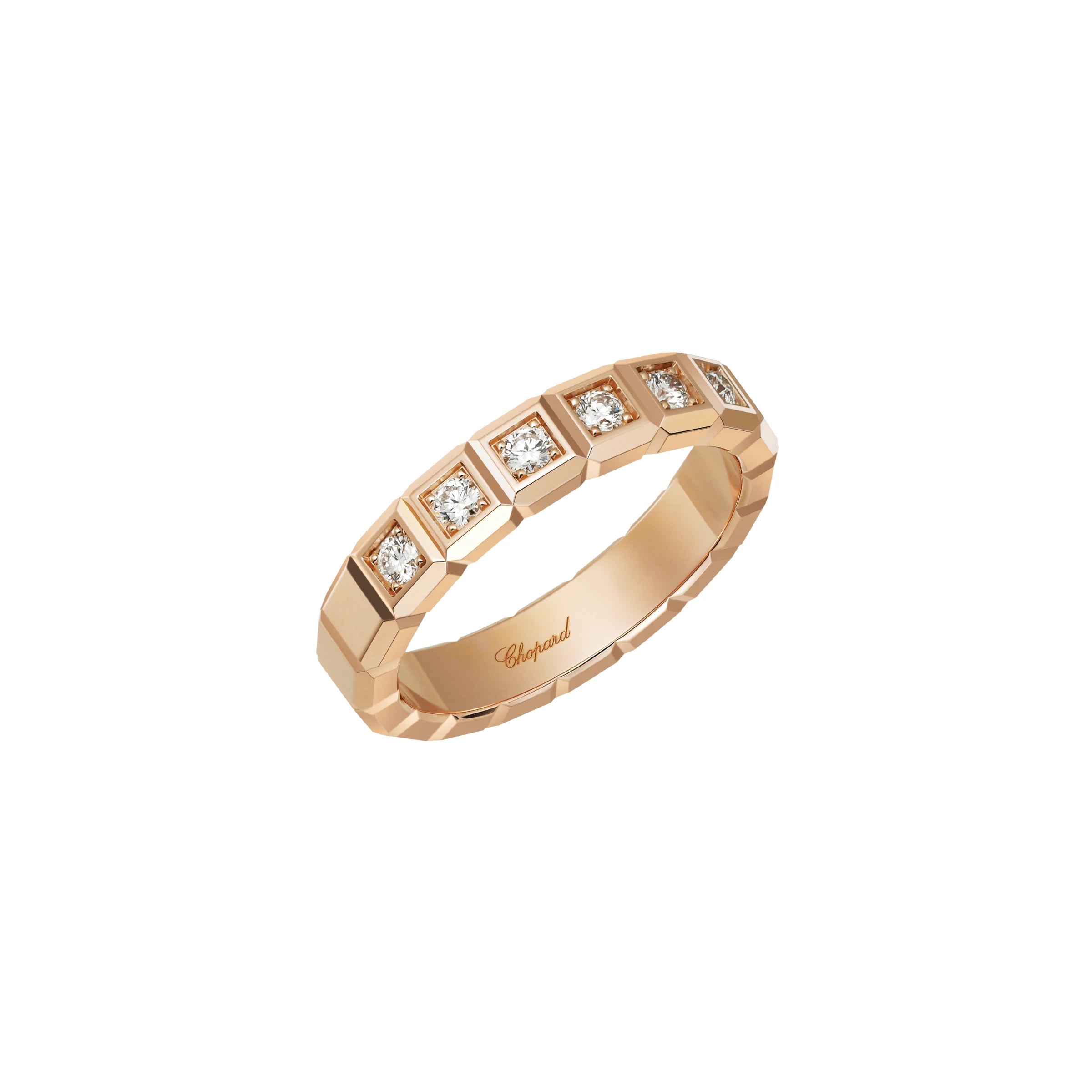 Chopard Ice Cube 18ct Rose Gold Diamond Half Set Medium Ring - 54