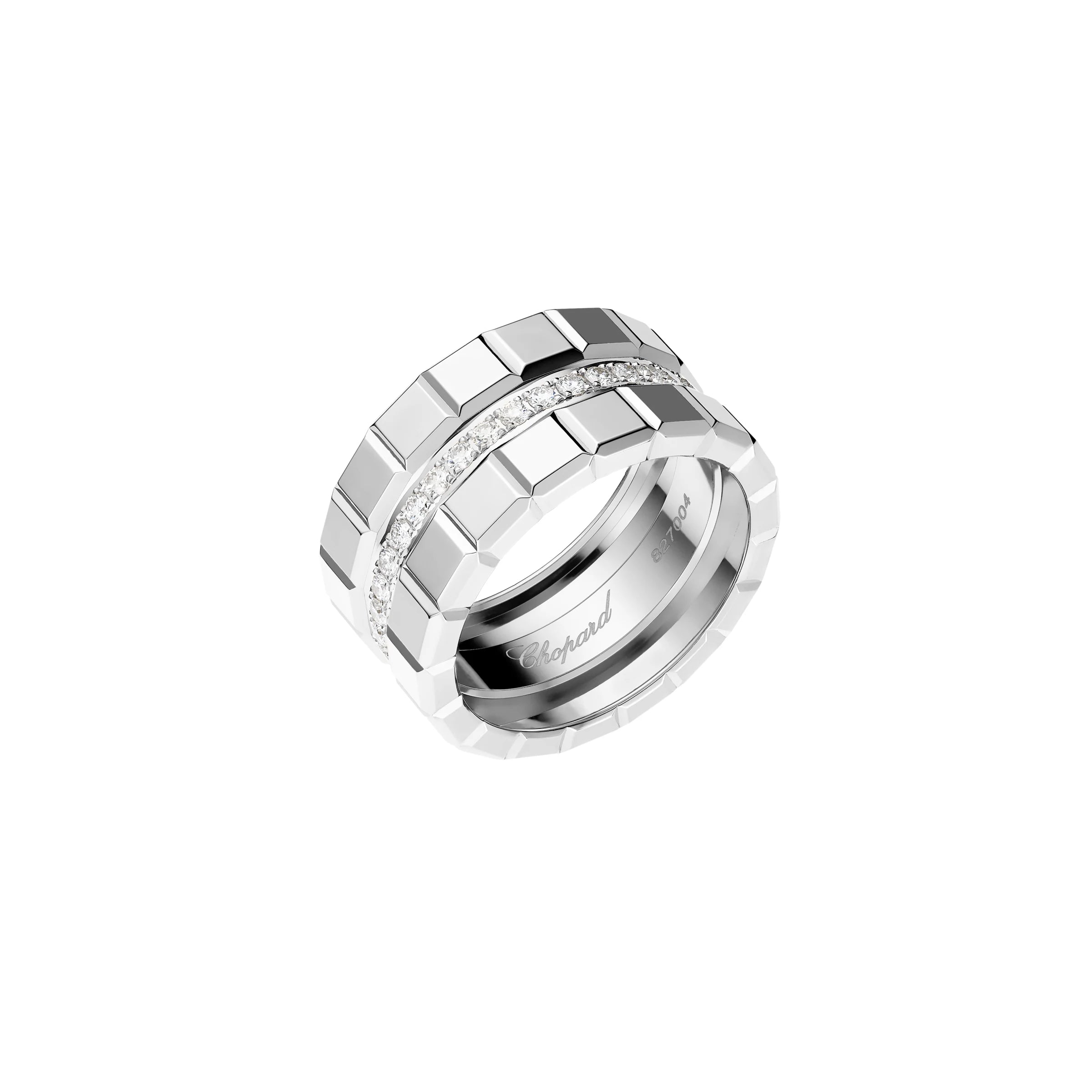 Chopard Ice Cube 18ct White Gold Diamond Double Wide Ring - 53