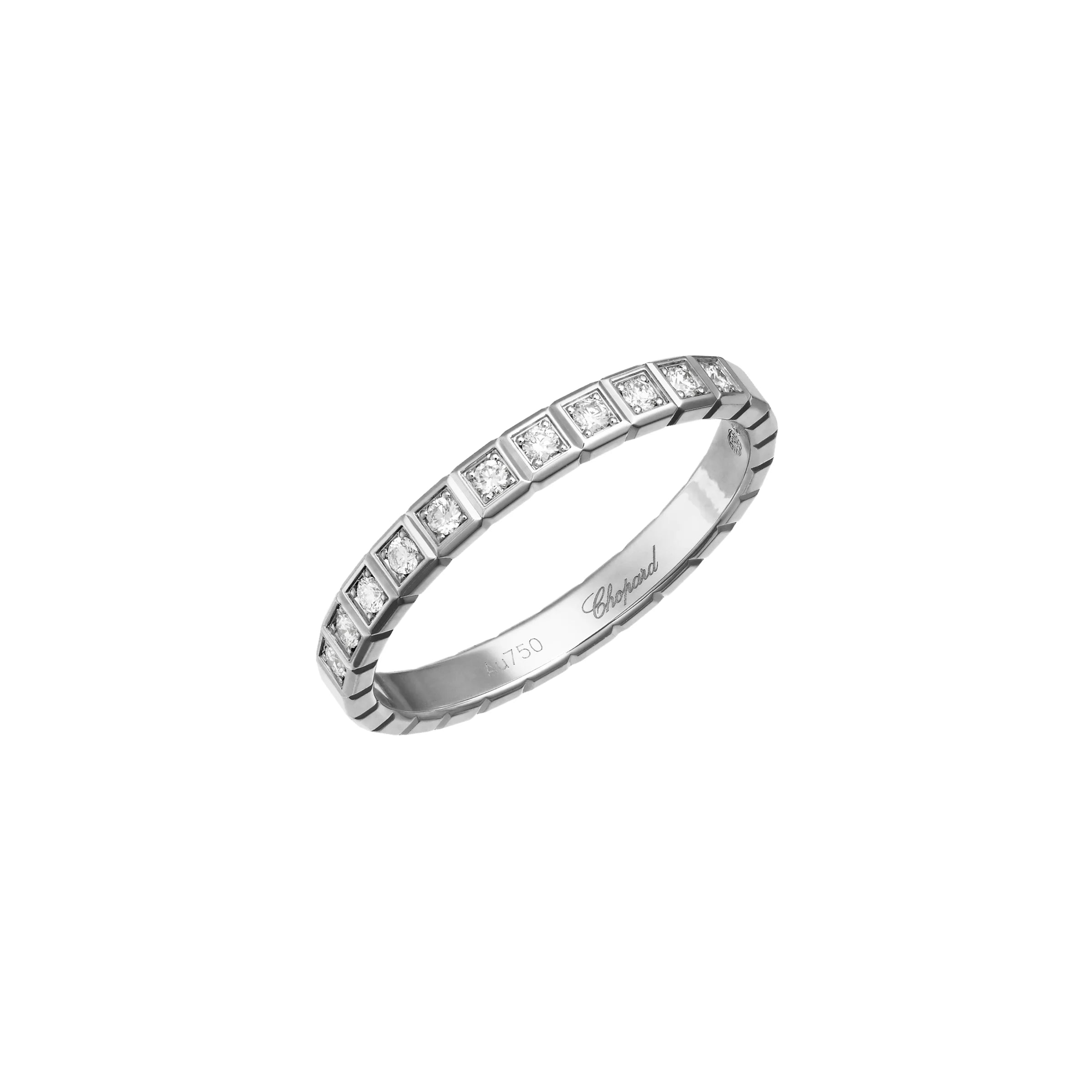 Chopard Ice Cube 18ct White Gold Diamond Half Set Slim Ring - 50