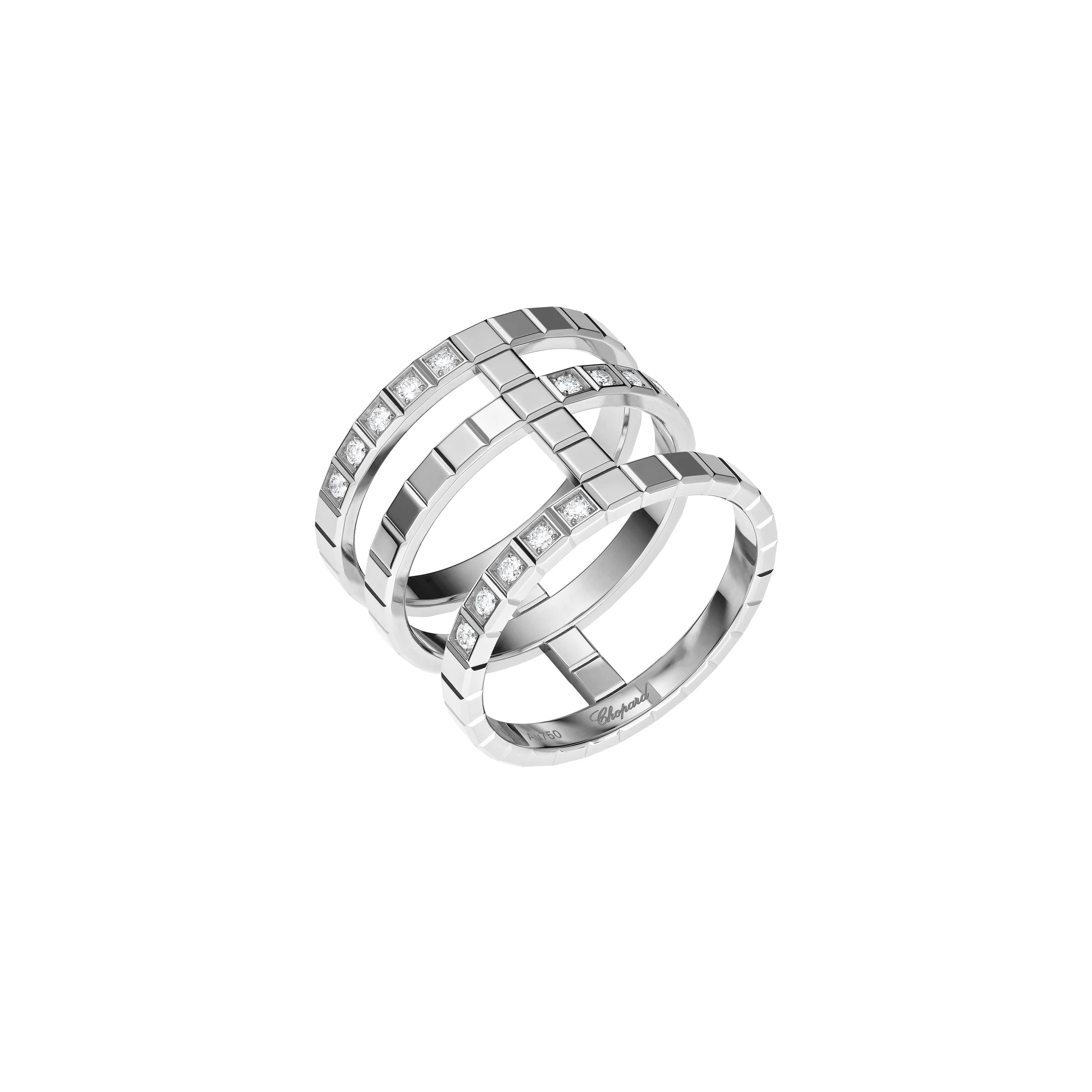 Chopard Ice Cube 18ct White Gold Diamond Triple Ring - 57