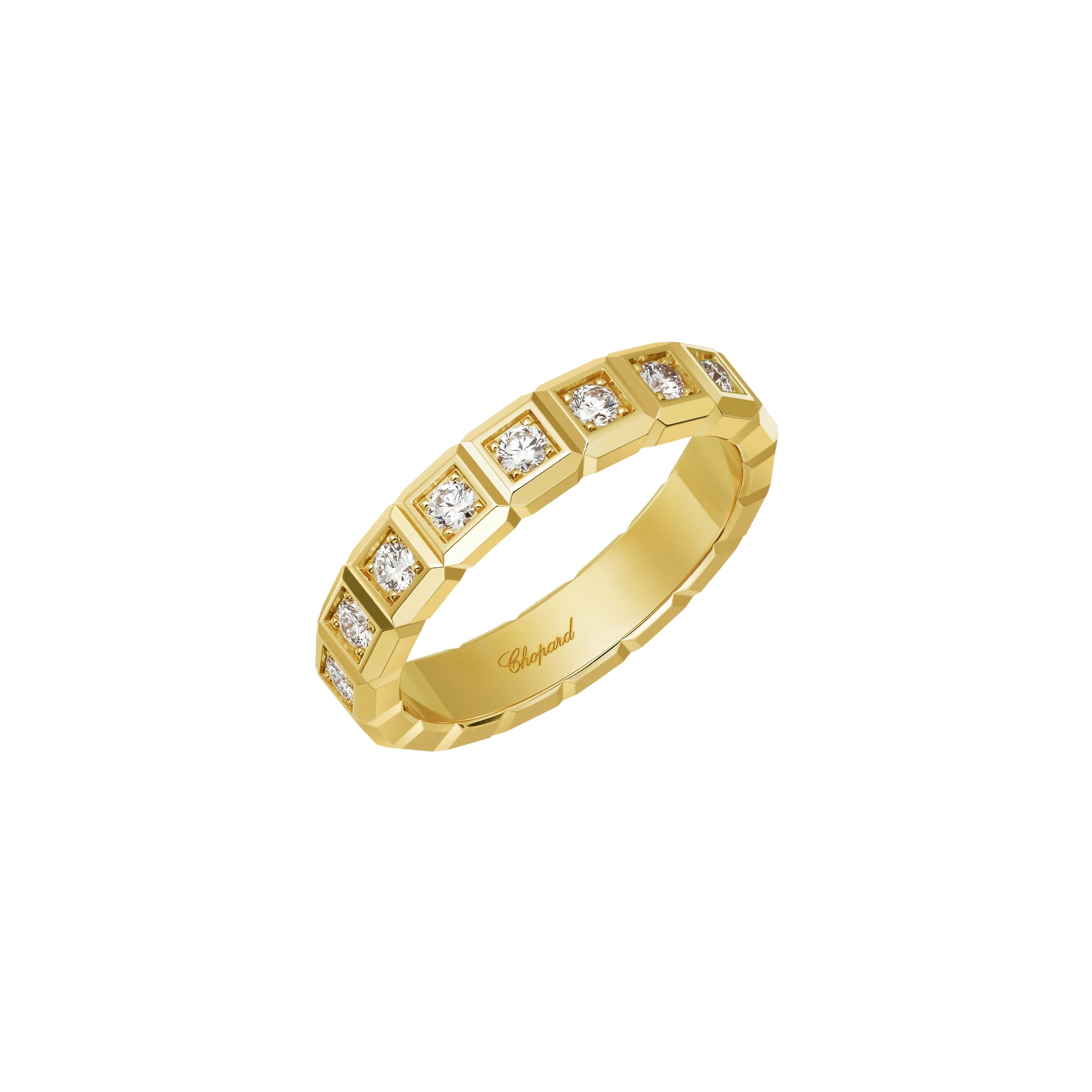 Chopard Ice Cube 18ct Yellow Gold Diamond Half Set Medium Ring - 50