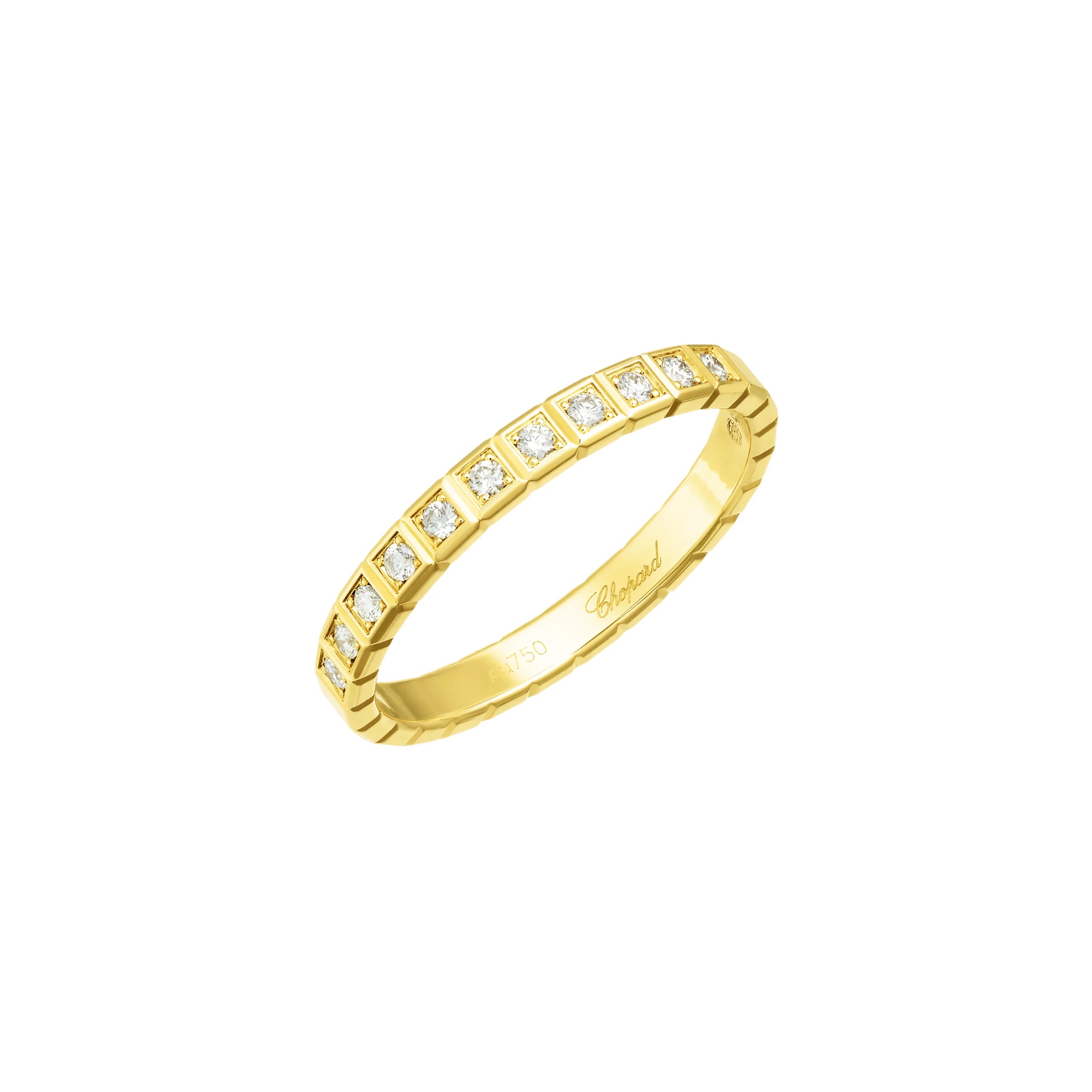 Chopard Ice Cube 18ct Yellow Gold Diamond Half Set Slim Ring - 51