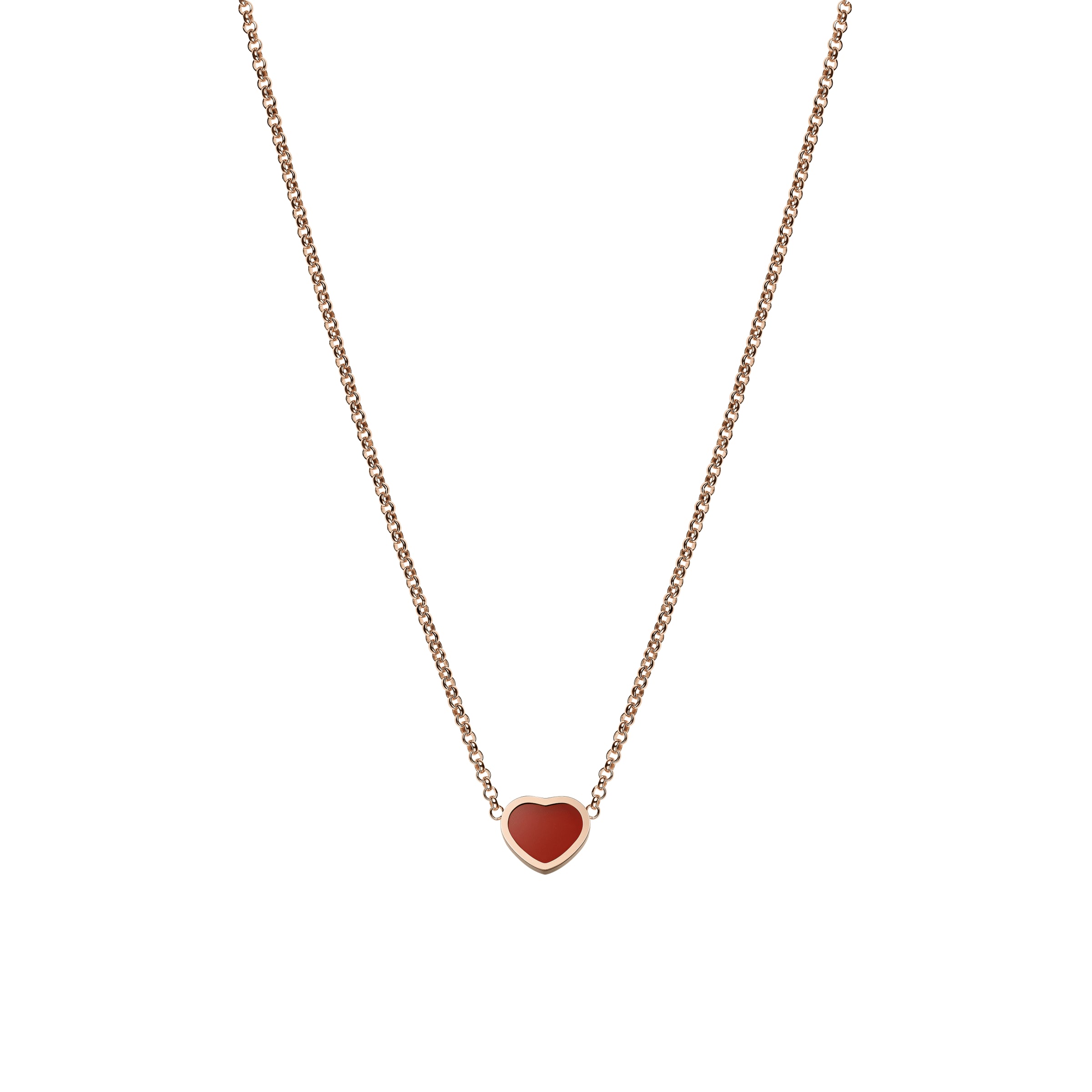 Chopard My Happy Hearts 18ct Rose Gold Carnelian Necklace