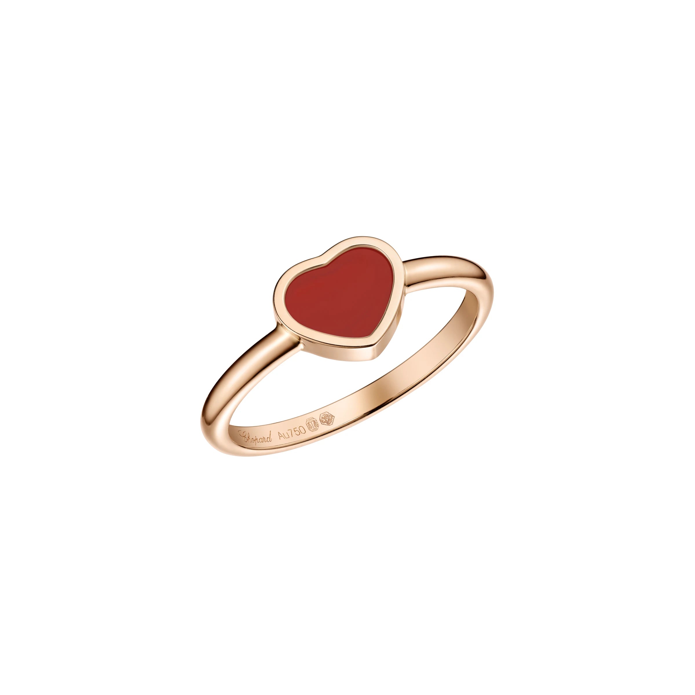 Chopard My Happy Hearts 18ct Rose Gold Carnelian Ring - 50