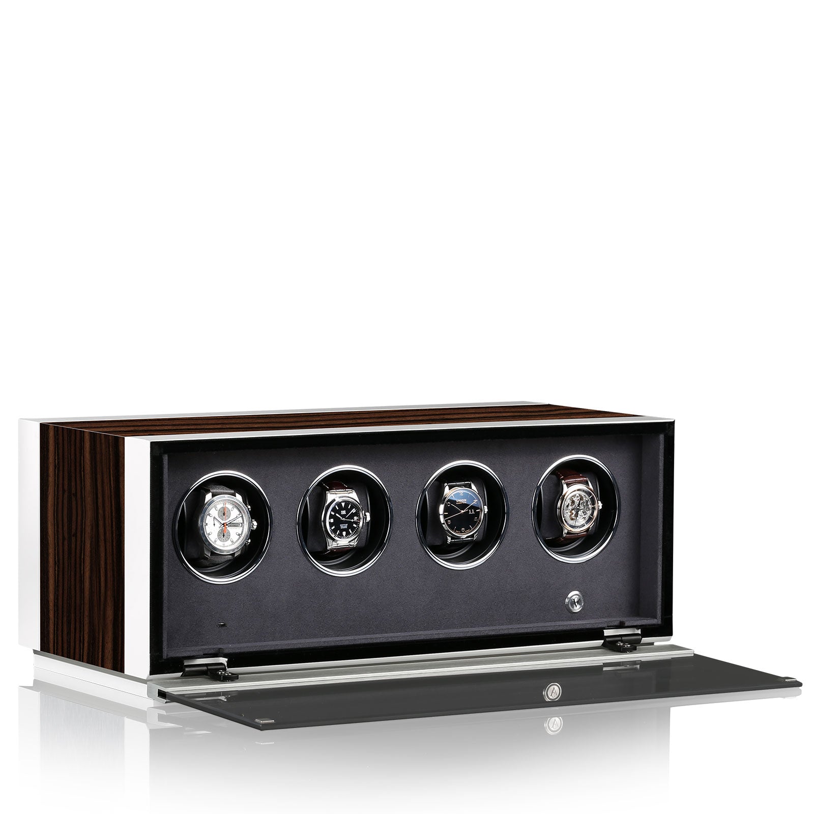 Chronovision Watch Winder Ambiance Iv Ebony Silk White Silk