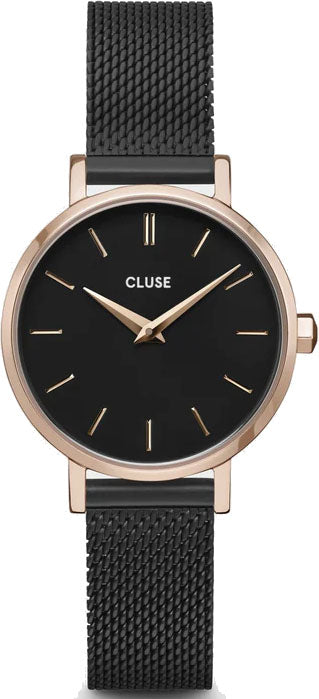 Cluse Boho Chic Petite Mesh Black Rose Gold