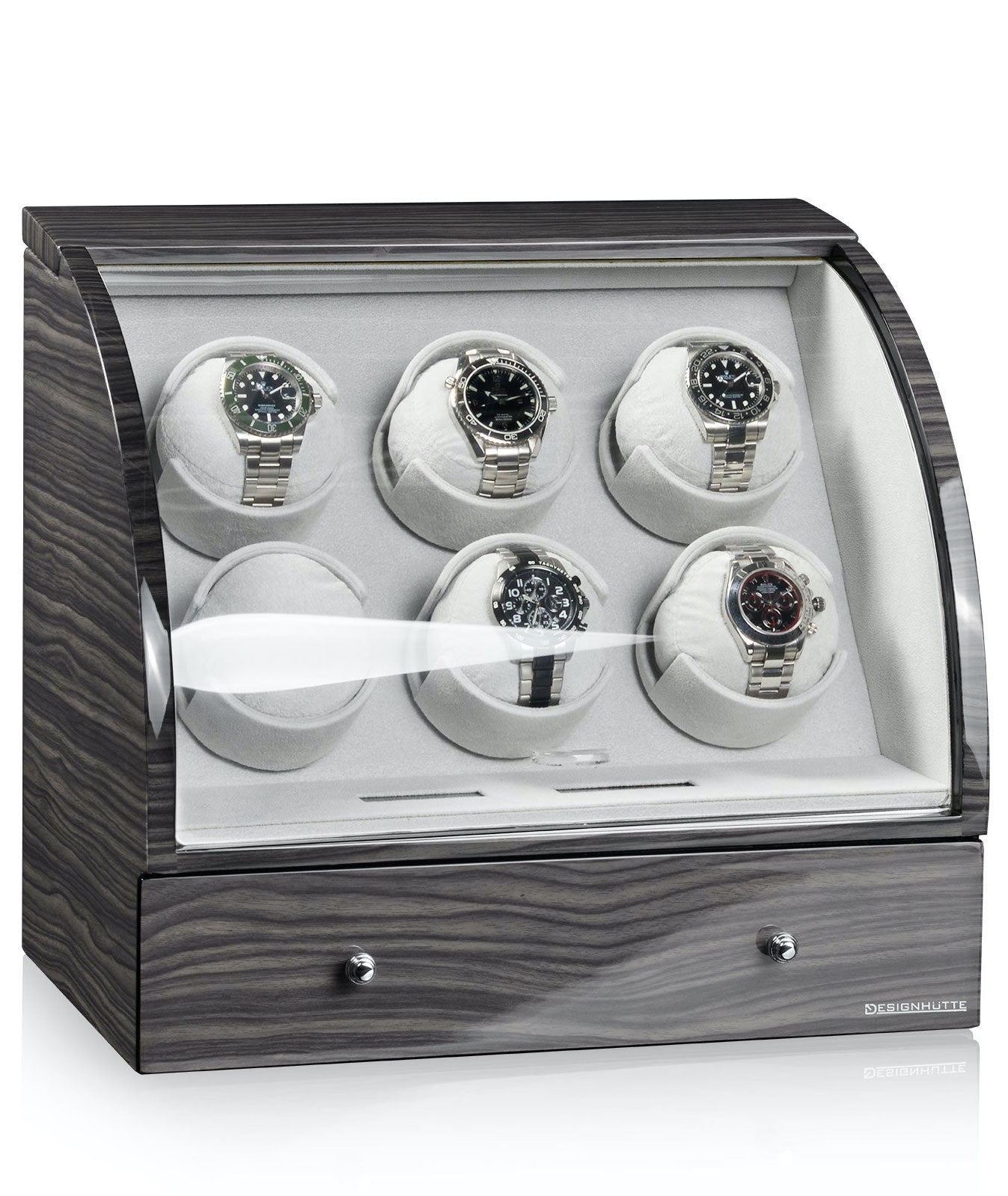 Designhuette Watch Winder Basel 6 Lcd Dark Oak