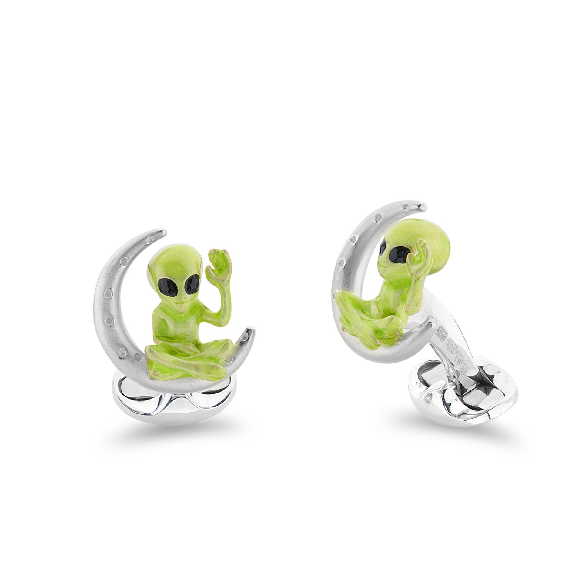 Deakin & Francis Cufflinks Sterling Silver Alien And Moon - Silver