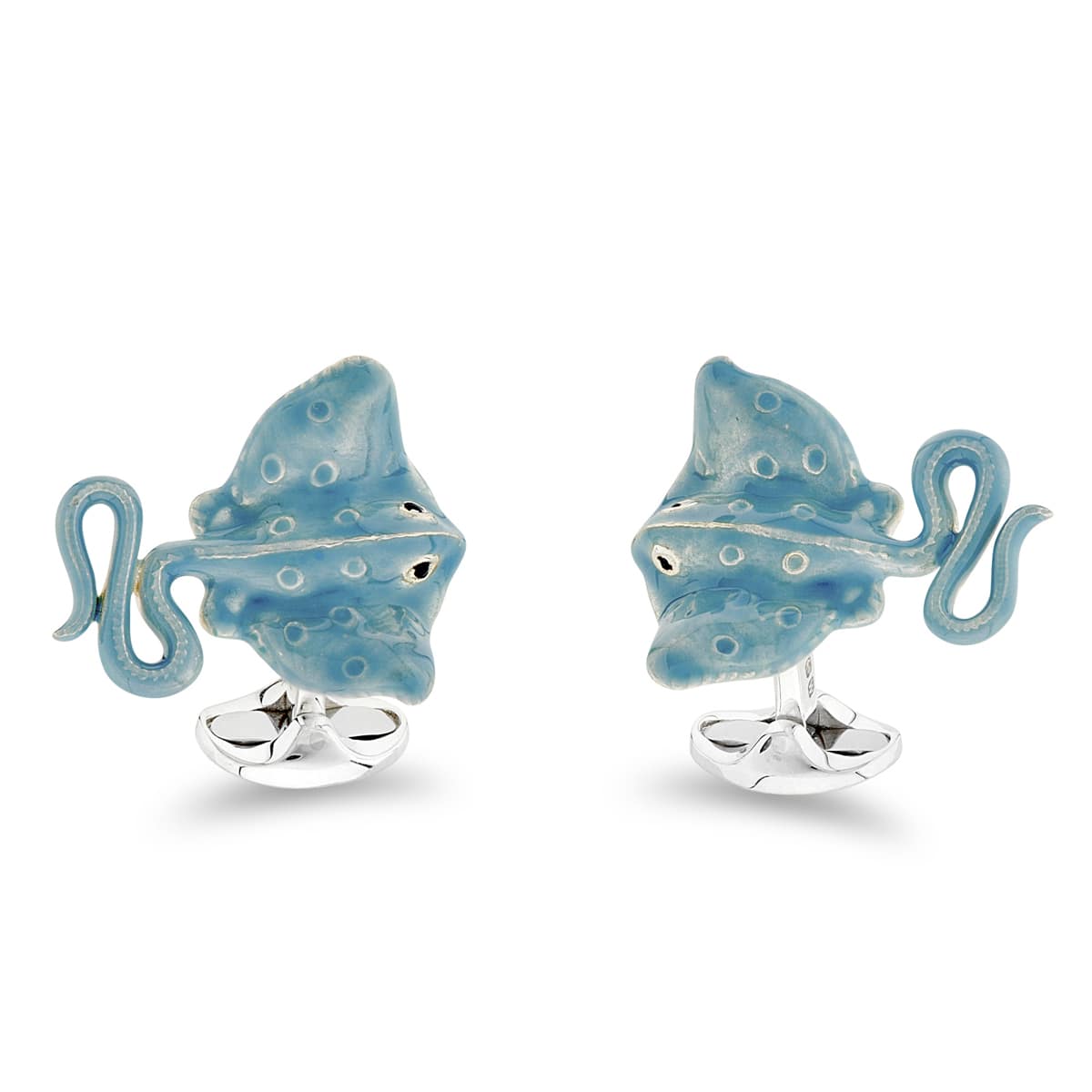 Deakin & Francis Cufflinks Sterling Silver Blue Enamel Stingray - Silver