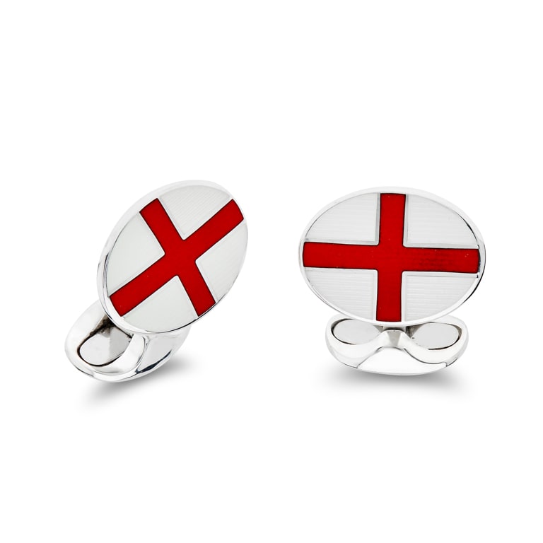 Deakin & Francis Cufflinks Sterling Silver Enamel English Flag - Silver