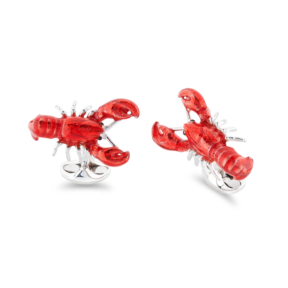 Deakin & Francis Cufflinks Sterling Silver Red Enamel Lobster - Silver