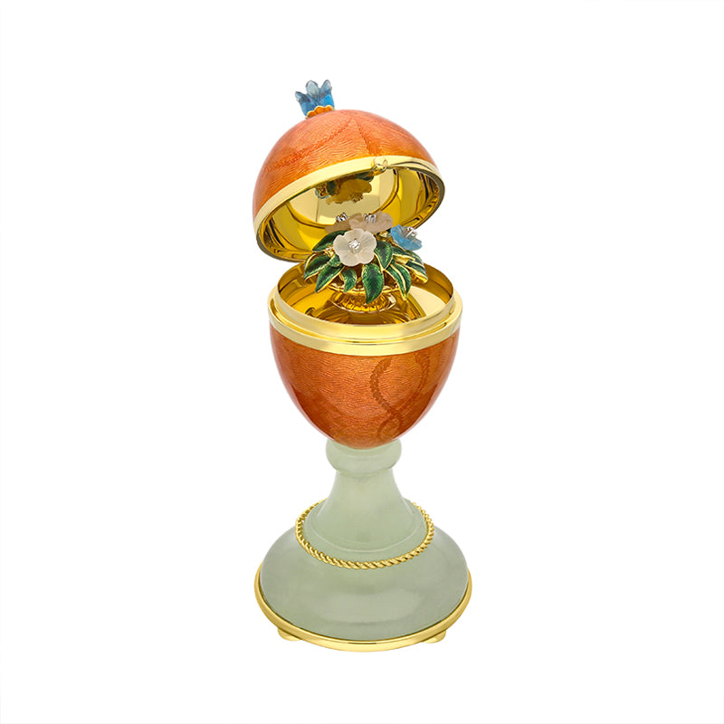 Faberge Victor Mayer 18ct Yellow Gold Enamelled Flower Surprise Egg Objet
