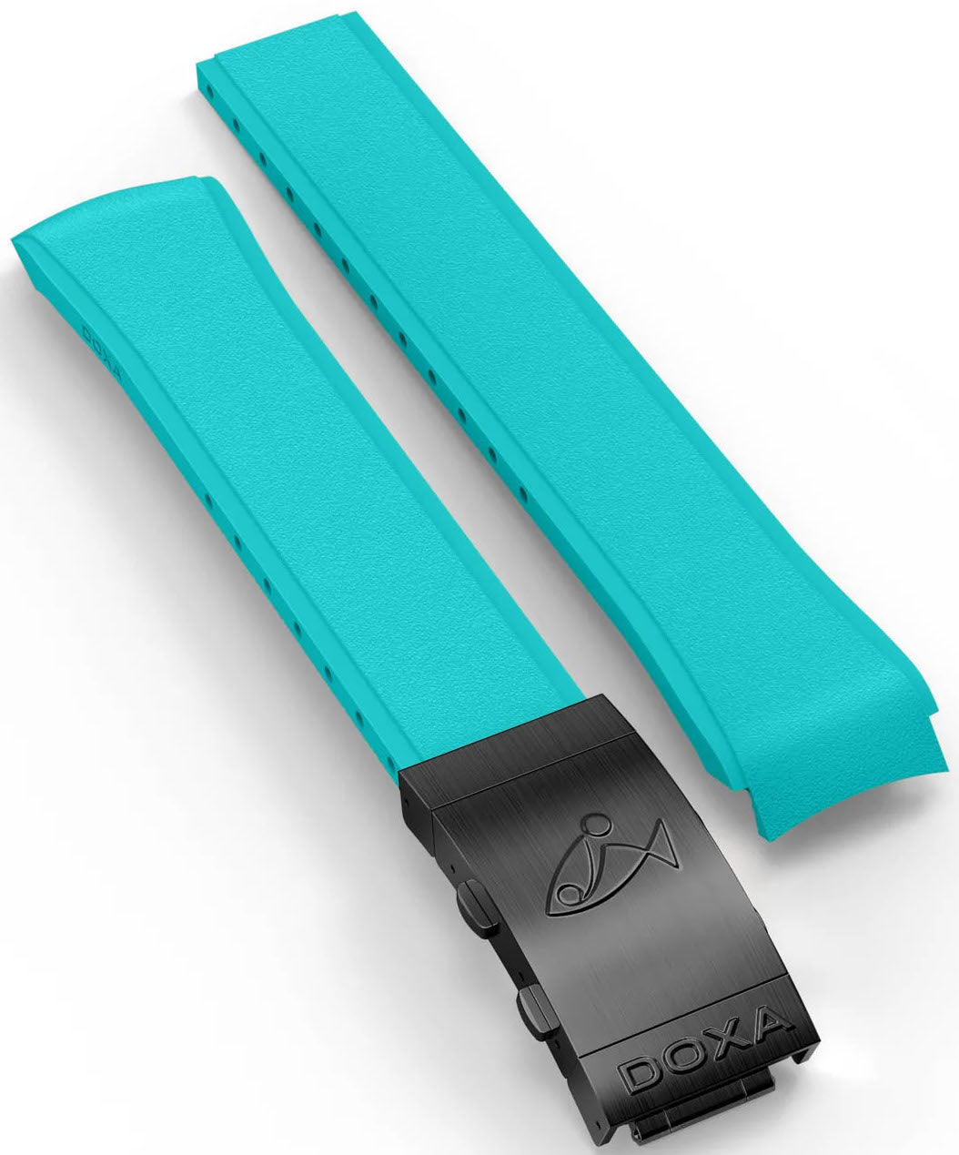 Doxa Strap Sub 300 Carbon Rubber Turquoise With Folding Clasp