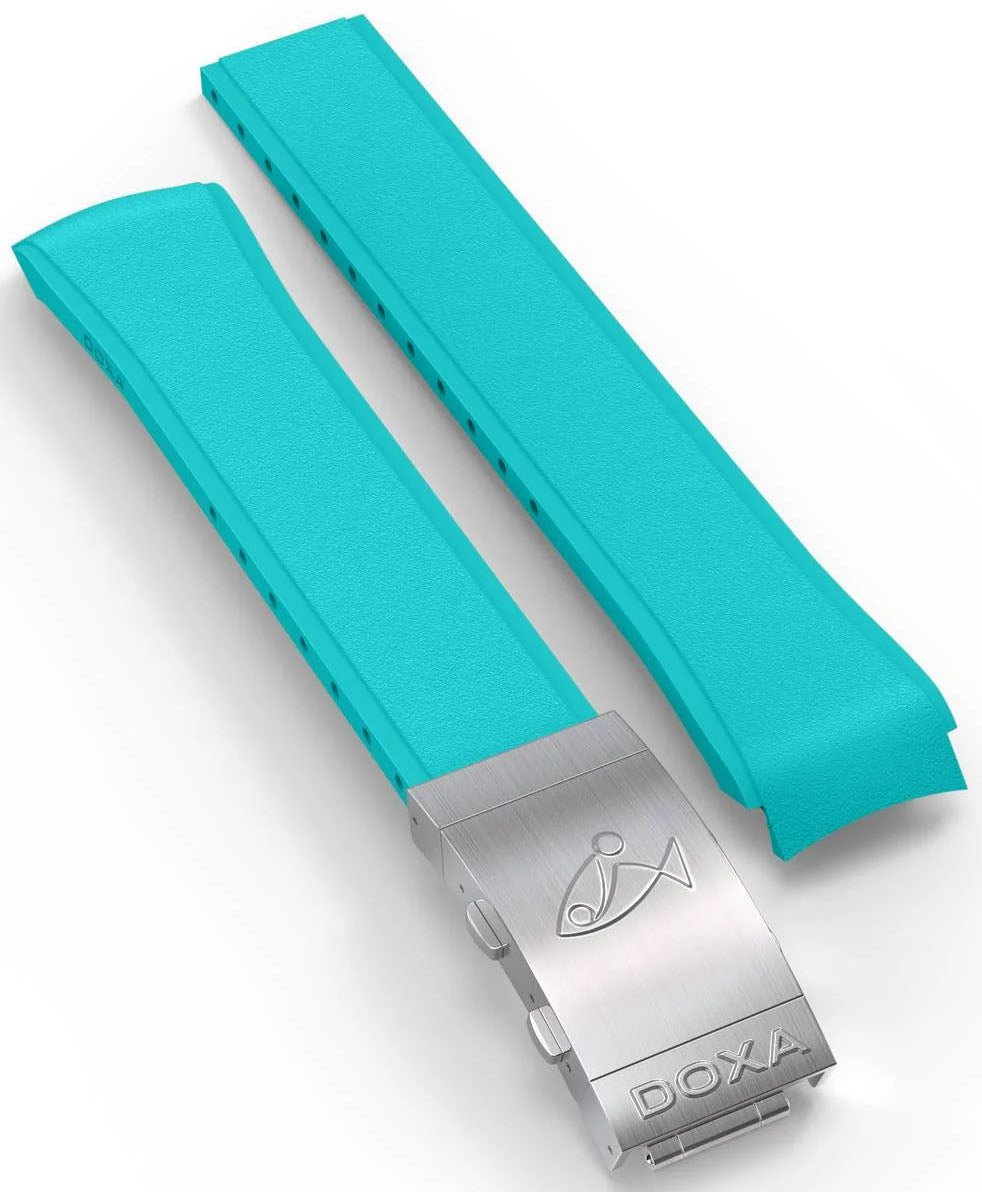 Doxa Strap Sub 300 Rubber Turquoise With Folding Clasp