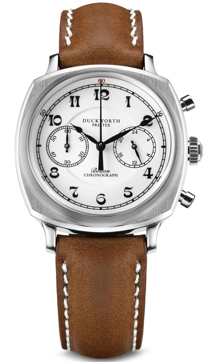 Duckworth Prestex Bolton Chronograph White Brown Leather