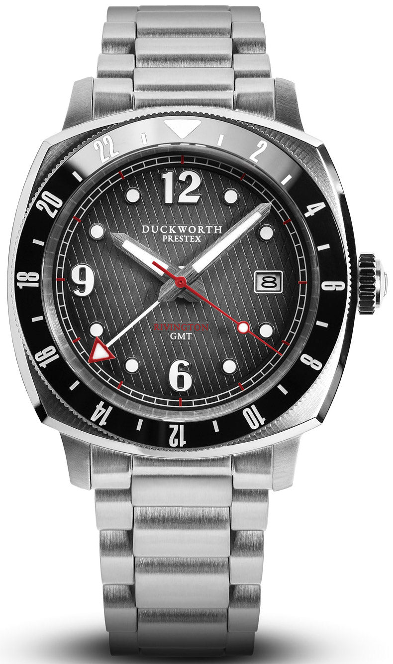 Duckworth Prestex Rivington Gmt Black Grey Fume Steel Bracelet