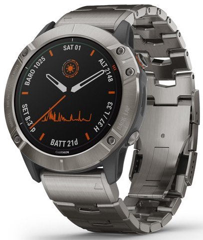 Garmin Watch Fenix 6x Pro Solar Titanium With Titanium Band
