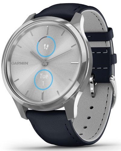 Garmin Watch Vivomove Luxe Steel Case Navy Leather