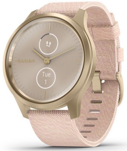 Garmin Watch Vivomove Style Light Gold Aluminium Case Blush Pink Nylon