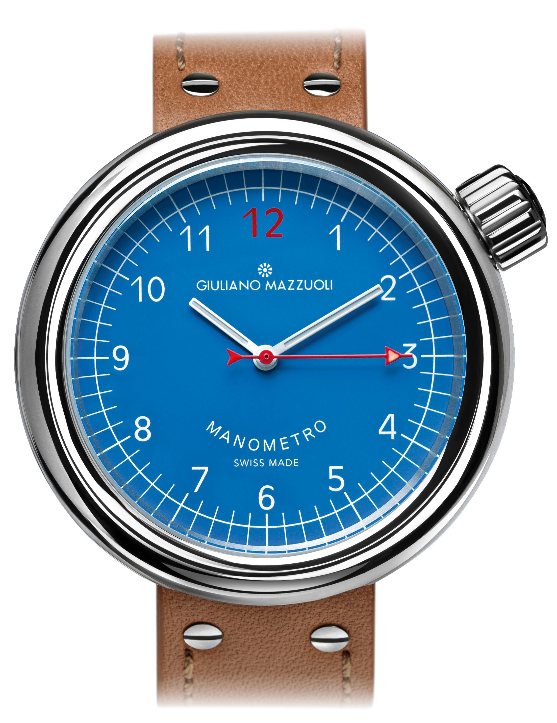 Giuliano Mazuoli Watch Manometro Polished Blue