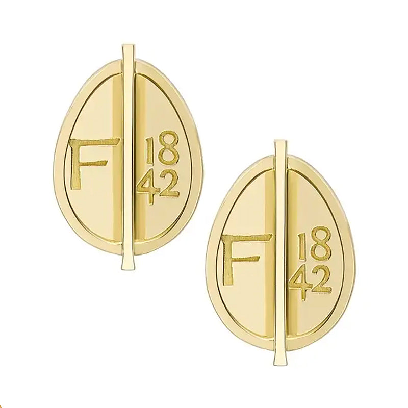 Faberge 1842 18ct Yellow Gold Petite Egg Stud Earrings - Yellow Gold