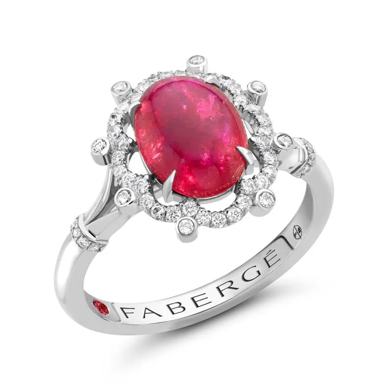 Faberge Bijoux 18ct White Gold Ruby Diamond Ring - 49