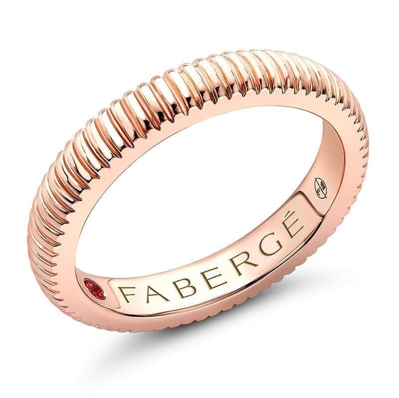 Faberge Colours Of Love 18ct Rose Gold Fluted Band Ring - 60