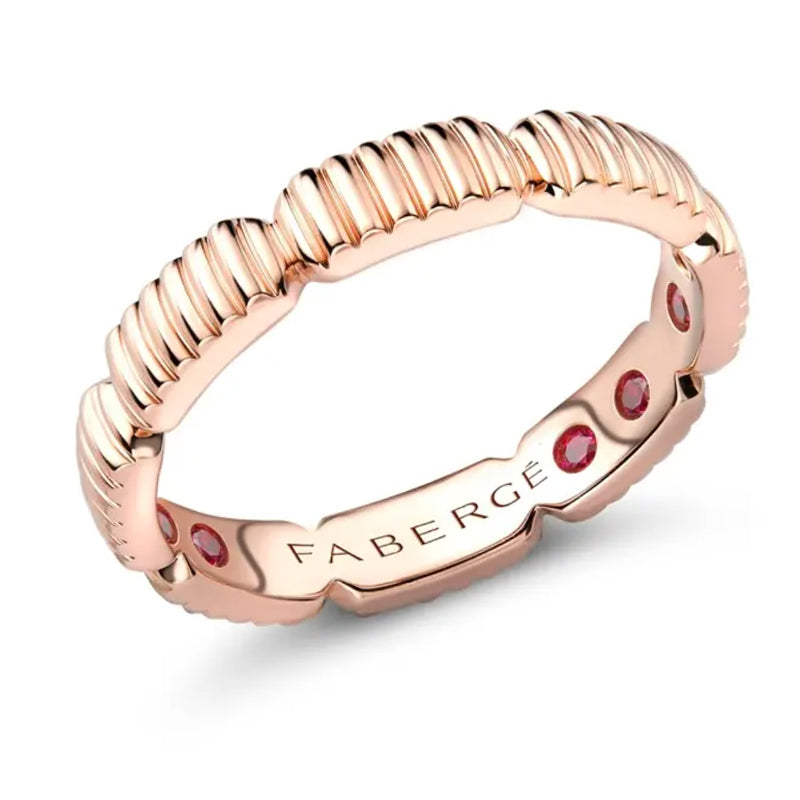 Faberge Colours Of Love 18ct Rose Gold Fluted Healing Ring With Hidden Rubies - 49