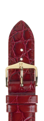 Hirsch Strap Crocograin Burgundy Medium 18mm