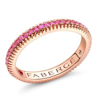 Faberge Colours Of Love 18ct Rose Gold Pink Sapphire Fluted Band Ring - 62