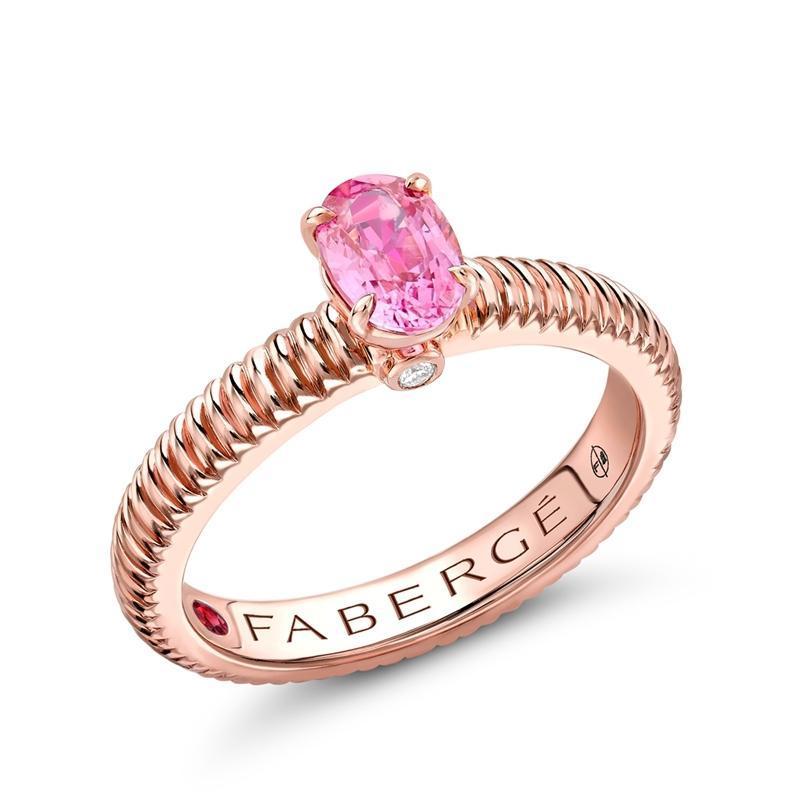 Faberge Colours Of Love 18ct Rose Gold Pink Sapphire Fluted Ring - 48