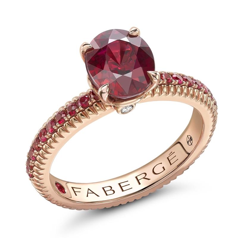 Faberge Colours Of Love 18ct Rose Gold Ruby Fluted Ring - 48