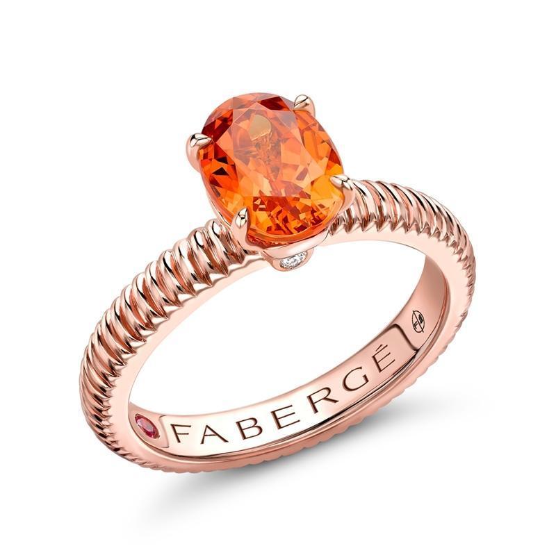 Faberge Colours Of Love 18ct Rose Gold Spessartite Fluted Ring - 49