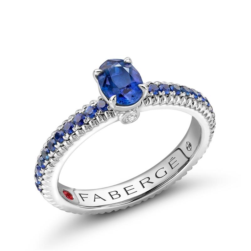 Faberge Colours Of Love 18ct White Gold Blue Sapphire Fluted Ring - 48