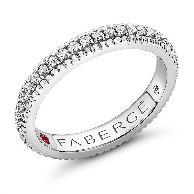 Faberge Colours Of Love 18ct White Gold Diamond Fluted Band Ring - 49