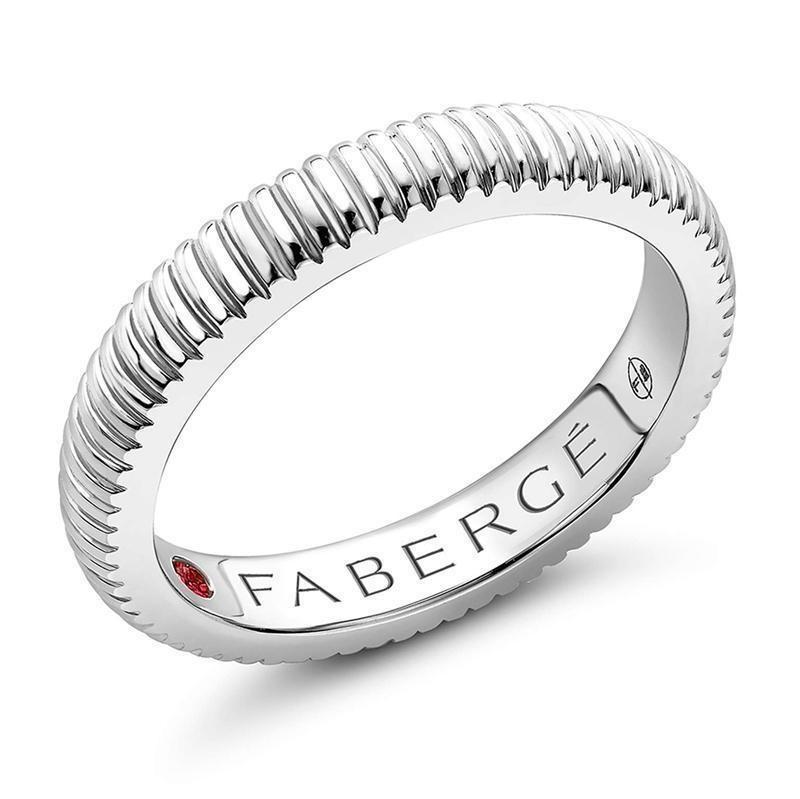 Faberge Colours Of Love 18ct White Gold Fluted Band Ring - 56