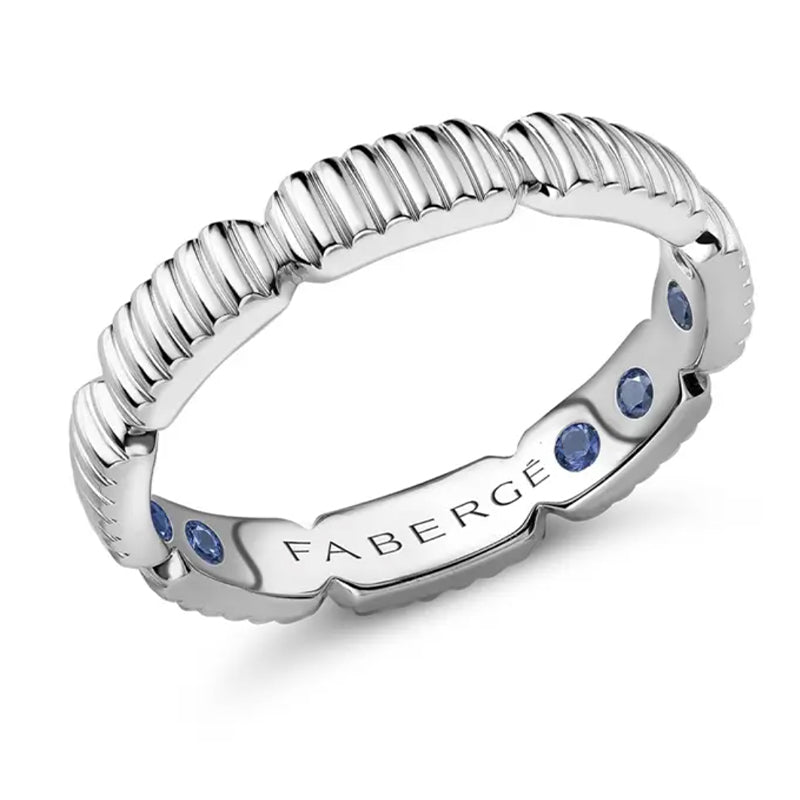 Faberge Colours Of Love 18ct White Gold Fluted Healing Ring With Hidden Sapphires - 53