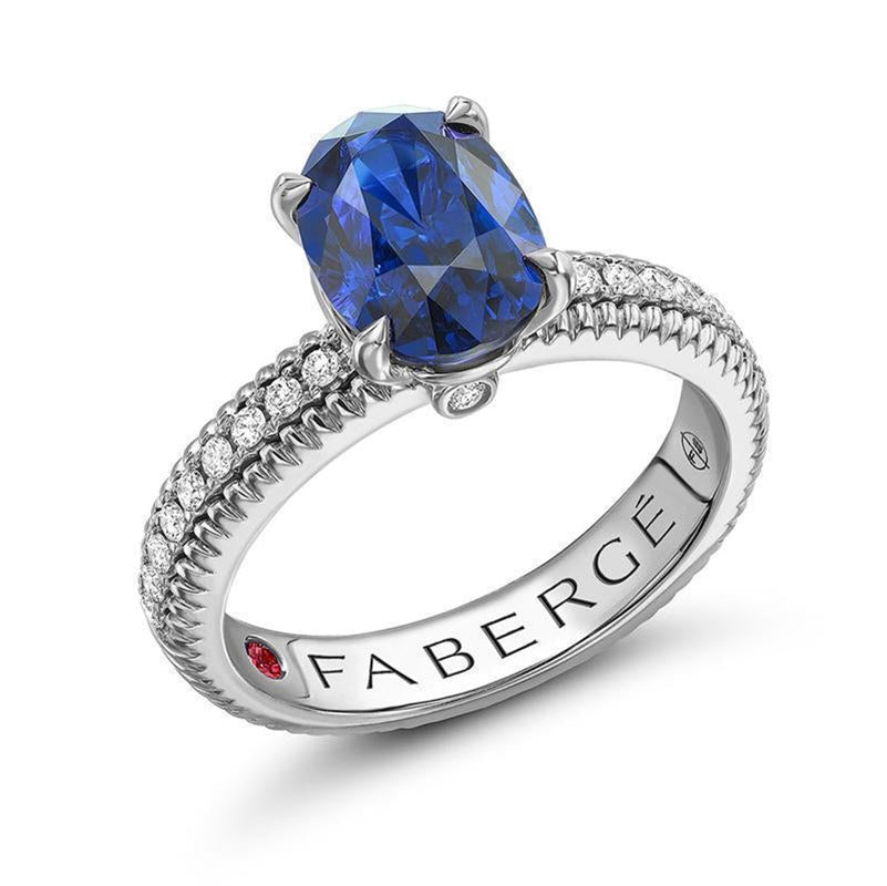 Faberge Colours Of Love 18ct White Gold Sapphire Diamond Ring - 51