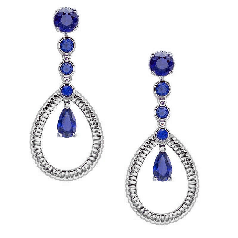 Faberge Colours Of Love 18ct White Gold Sapphire Fluted Teardrop Earrings