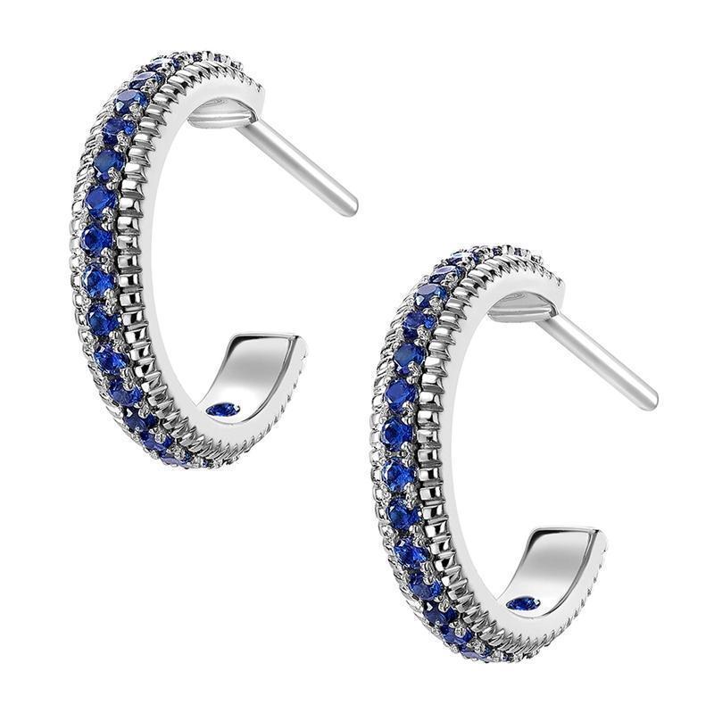 Faberge Colours Of Love 18ct White Gold Sapphire Hoop Earrings - White Gold