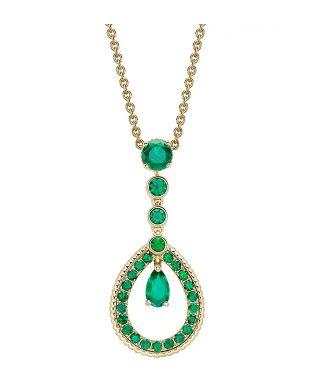 Faberge Colours Of Love 18ct Yellow Gold Emerald Teardrop Pendant