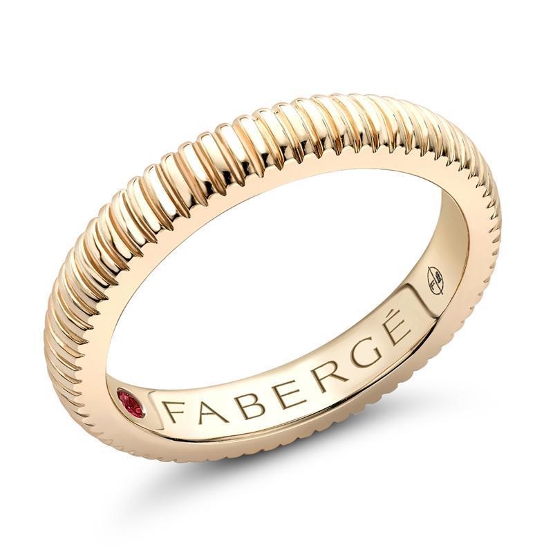 Faberge Colours Of Love 18ct Yellow Gold Fluted Band Ring - 55