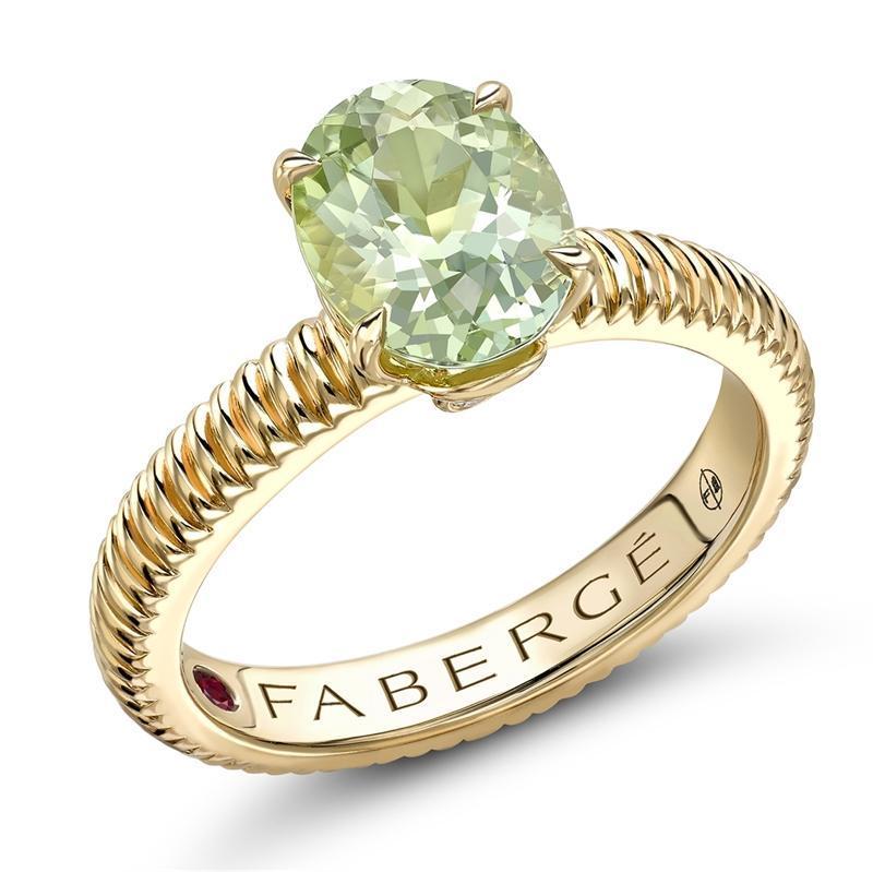 Faberge Colours Of Love 18ct Yellow Gold Tourmaline Fluted Ring - 54