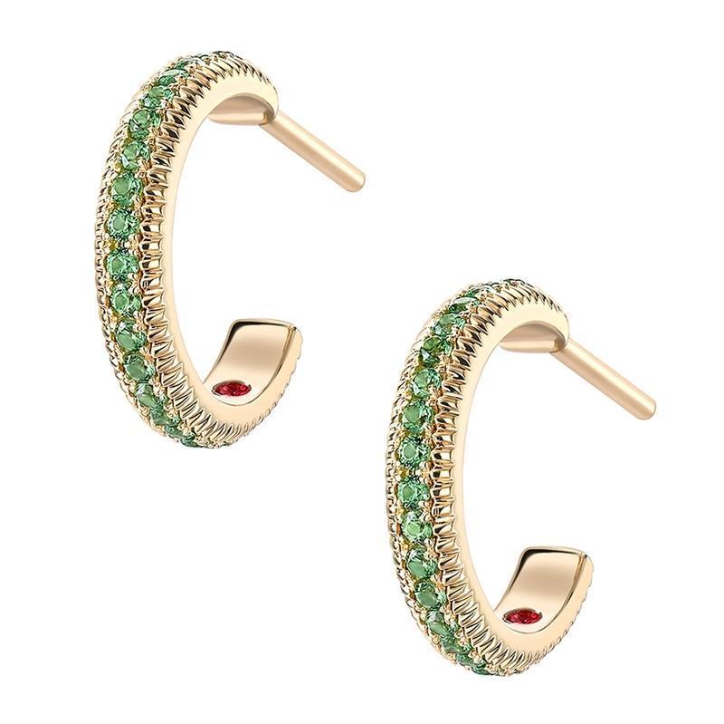 Faberge Colours Of Love 18ct Yellow Gold Tsavorite Hoop Earrings - Yellow Gold