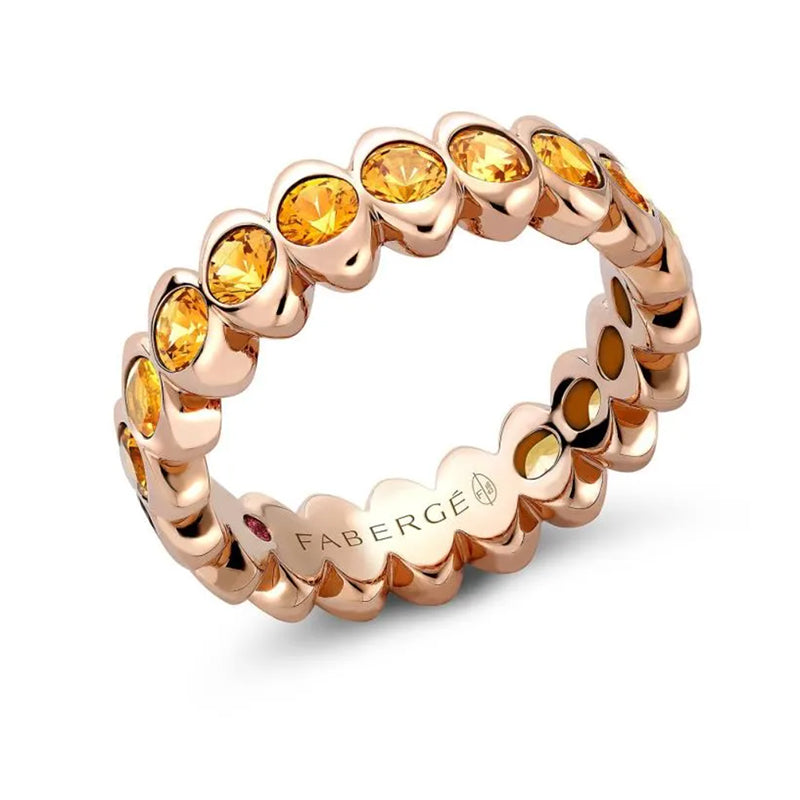 Faberge Colours Of Love Cosmic Curve 18ct Rose Gold Orange Sapphire Eternity Ring - 50